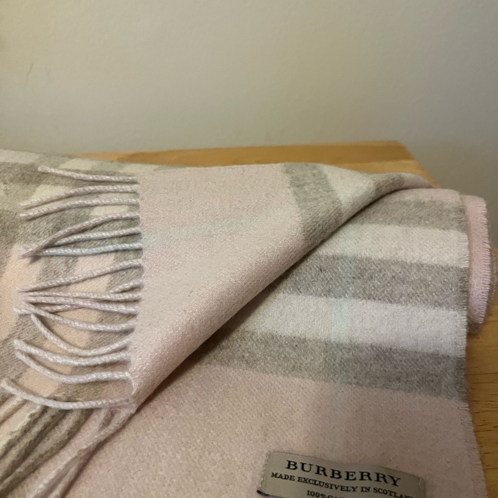 Burberry Pink and Gray Check Scarf